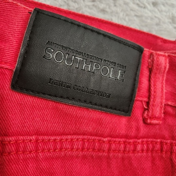 Southpole Jeans Mens 38X30 (Actual 38x28) Red Straight Cotton Y2K Flawed - Picture 4 of 14